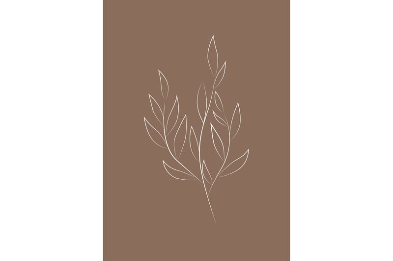 Poster Drawed leaf 50x70 cm - Brun - Posters & prints