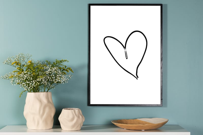 Poster Heart 50x70 cm - Svart/Vit - Inredning - Tavlor & konst - Posters & prints