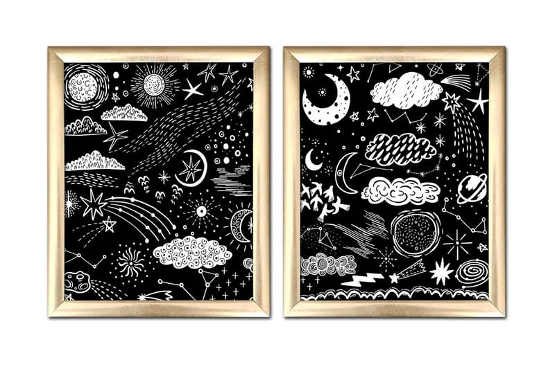 Tavla Astrology med Ram 2-pack Flerfärgad - 23,5x28,5 cm - Tavlor & konst