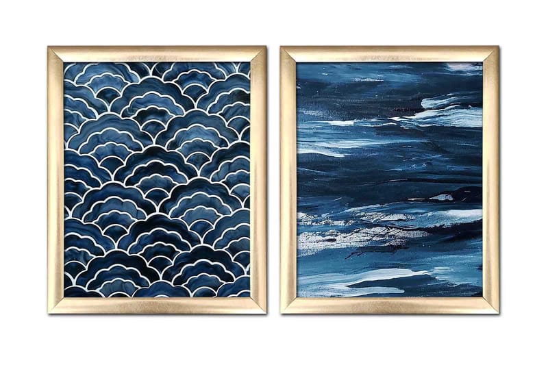 Tavla Nautical med Ram 2-pack Flerfärgad - 23,5x28,5 cm - Tavlor & konst