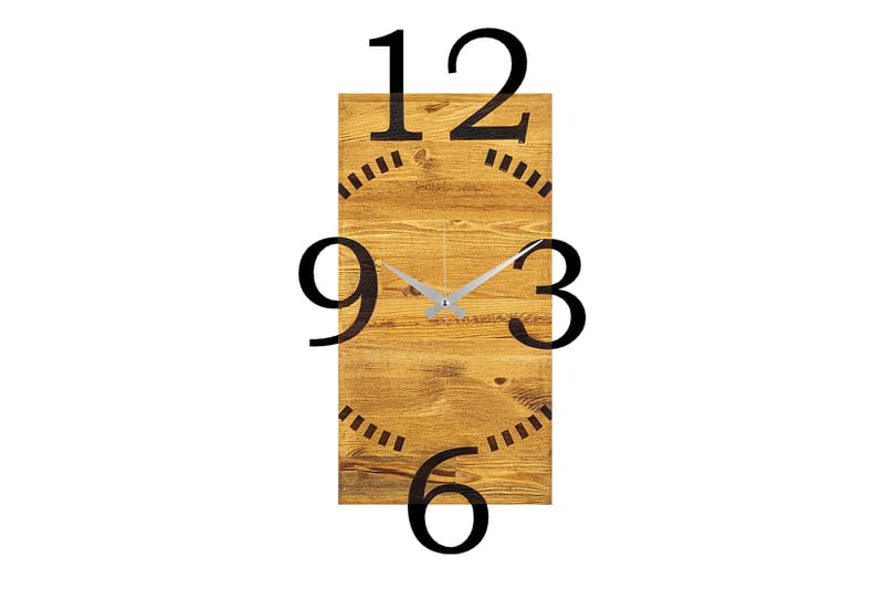 Wooden Clock 2 - Svart/Valnöt - Väggklocka & väggur