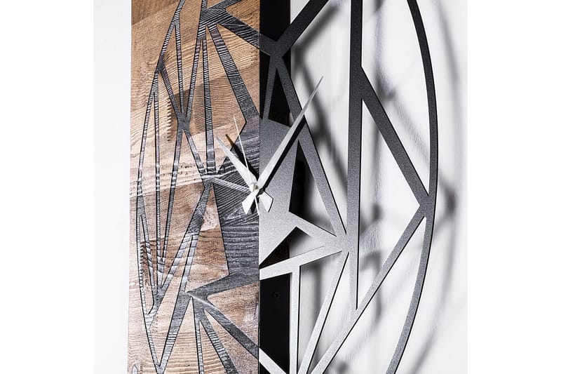 Wooden Clock 36 - Svart/Valnöt - Väggklocka & väggur