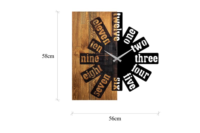 Wooden Clock 40 - Svart/Ljus Valnöt - Väggklocka & väggur