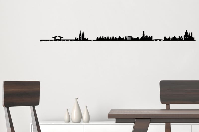 Amsterdam Skyline Väggdekor - Svart - Plåtskyltar