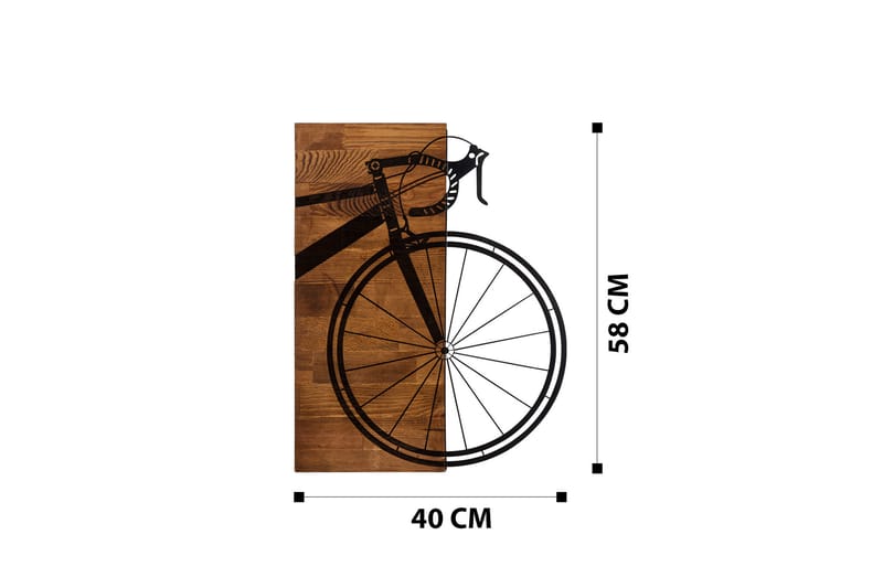 Bicycle Väggdekor - Svart/Valnöt - Plåtskyltar