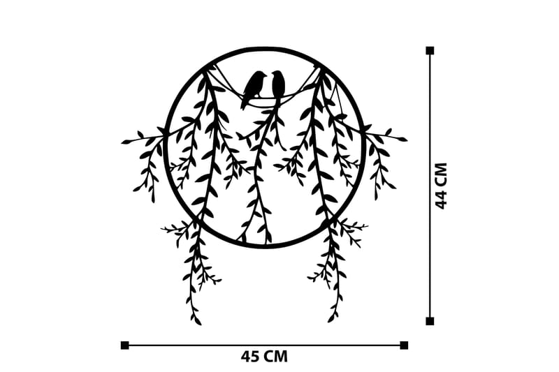 Birds on Tree Branch Väggdekor - Svart - Plåtskyltar