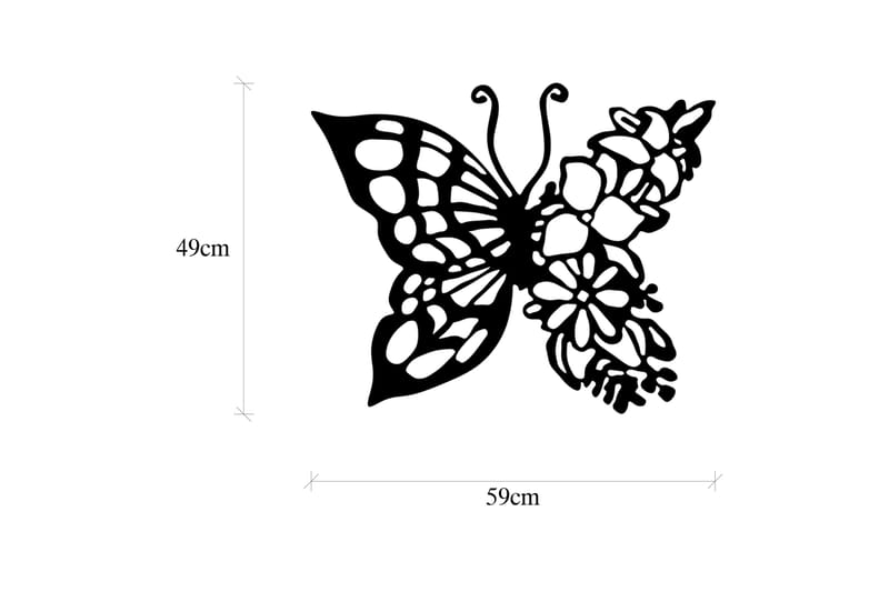 Butterfly From Flower Väggdekor - Svart - Plåtskyltar