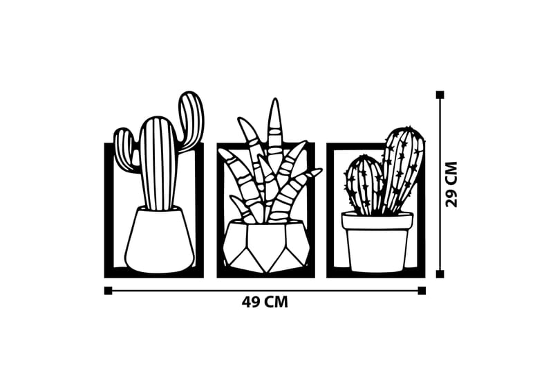 Cacti Väggdekor - Svart - Plåtskyltar