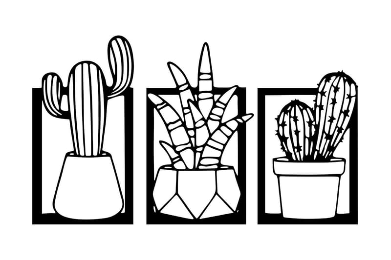 Cacti Väggdekor - Svart - Plåtskyltar