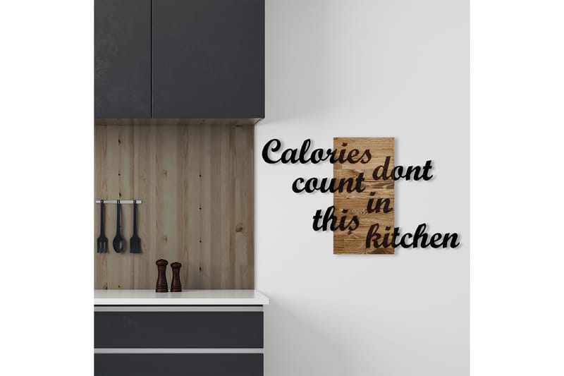 Calories Dont Count in This Kitchen Väggdekor - Svart/Valnöt - Plåtskyltar