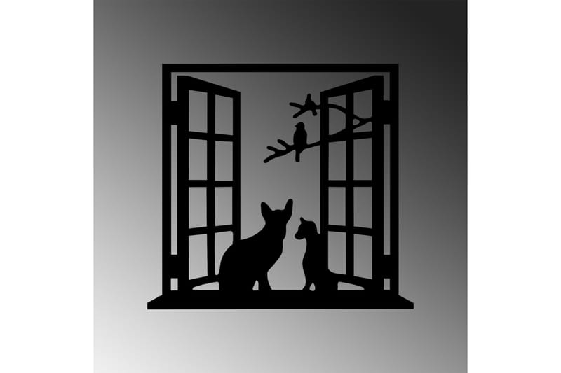 Cat In The Window Väggdekor - Svart - Plåtskyltar