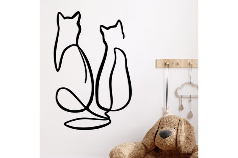 Couple Cat Love Väggdekor - Svart - Plåtskyltar