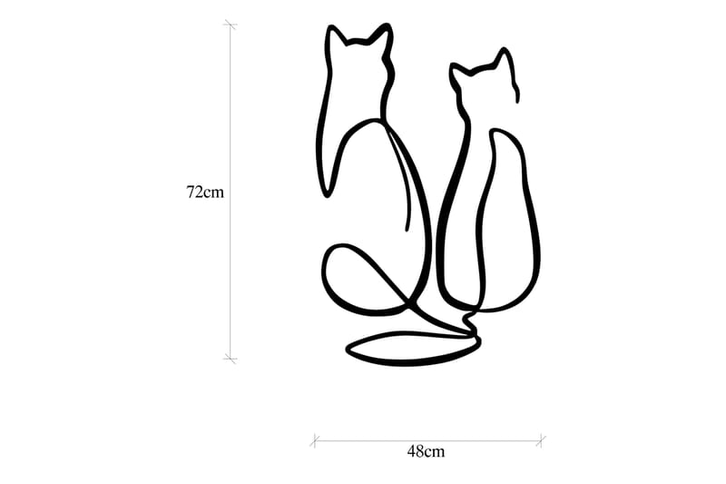 Couple Cat Love Väggdekor - Svart - Plåtskyltar