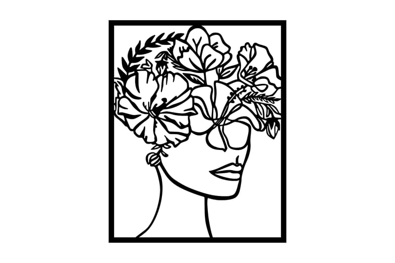 Flower Woman Väggdekor - Svart - Plåtskyltar