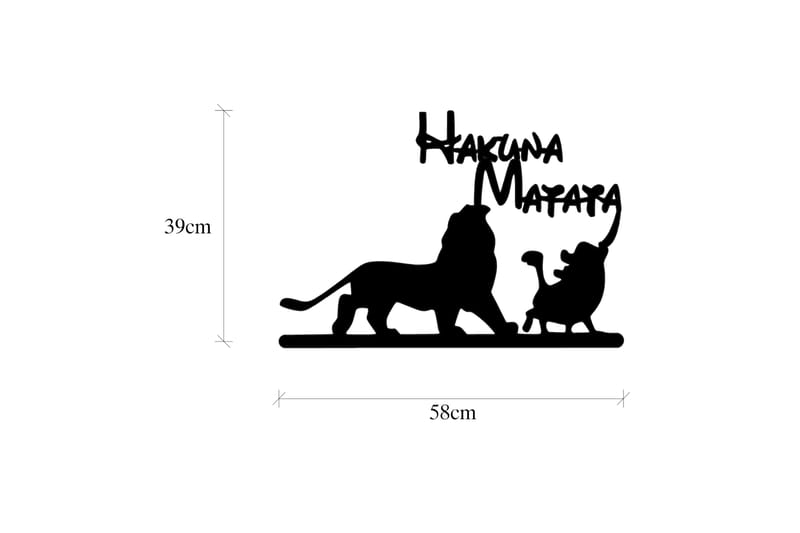 Hakuna Matata Lion And Piggy Väggdekor - Svart - Plåtskyltar