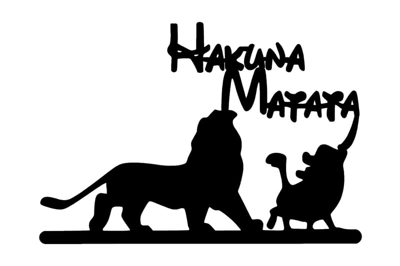 Hakuna Matata Lion And Piggy Väggdekor - Svart - Plåtskyltar