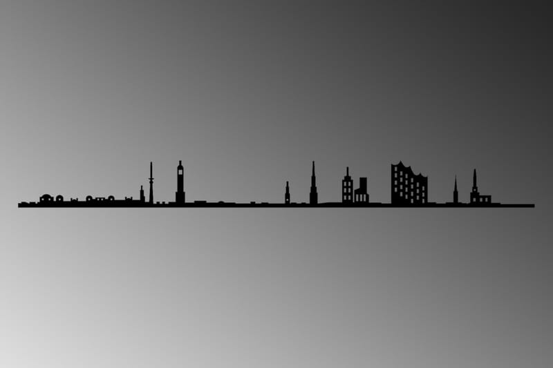Hamburg Skyline Väggdekor - Svart - Plåtskyltar
