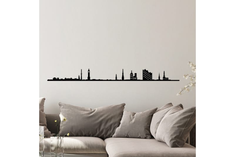 Hamburg Skyline Väggdekor - Svart - Plåtskyltar