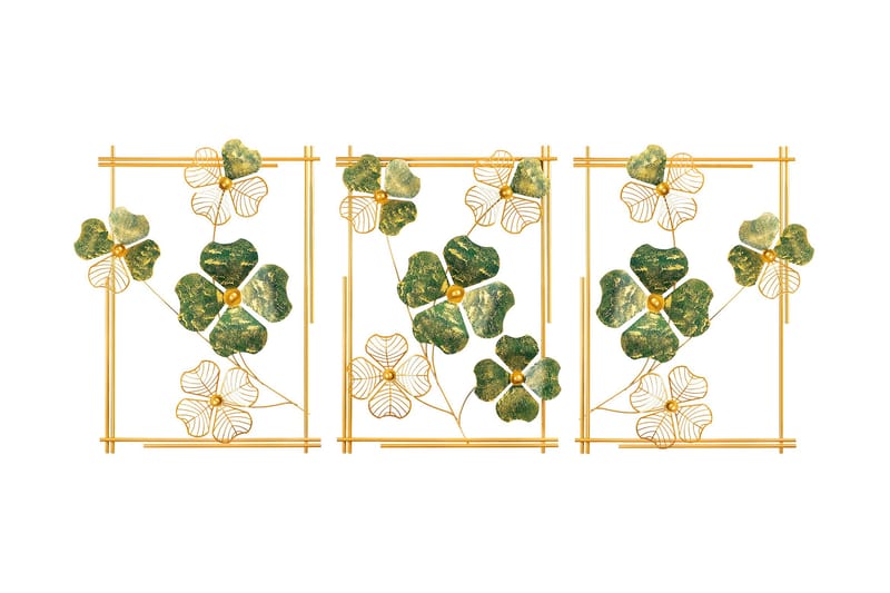 Huayin Väggdekor - Grön/Guld - Plåtskyltar