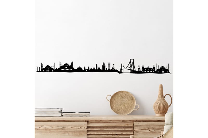 Istanbul Skyline Väggdekor - Svart - Plåtskyltar