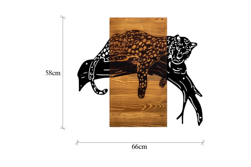 Leopard Väggdekor - Svart/Valnöt - Plåtskyltar