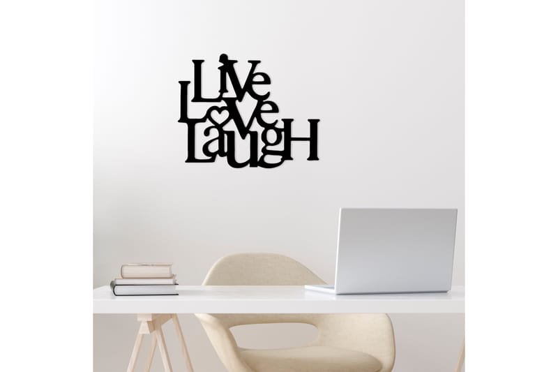 Live-Love-Laugh Väggdekor - Svart - Plåtskyltar