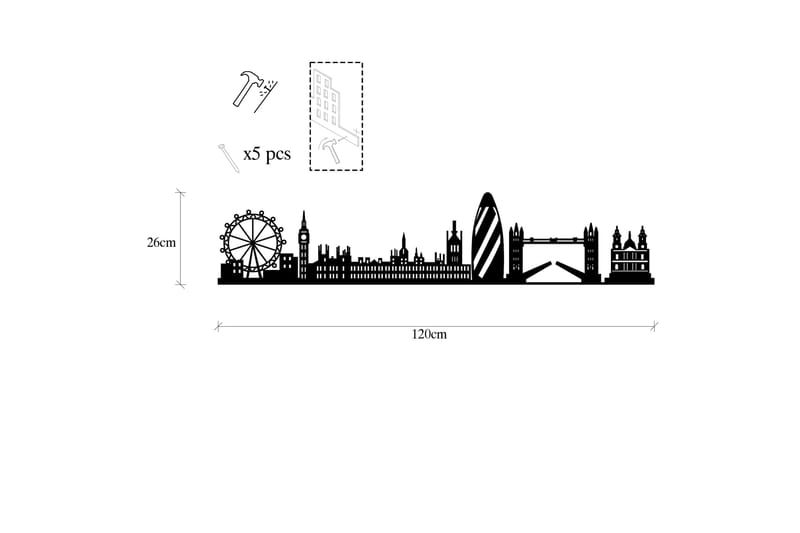 London Skyline Väggdekor - Svart - Plåtskyltar