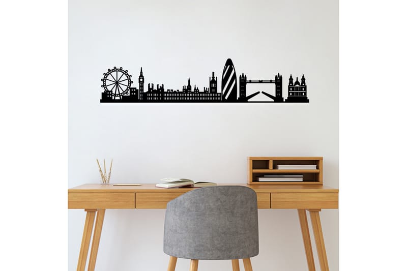 London Skyline Väggdekor - Svart - Plåtskyltar