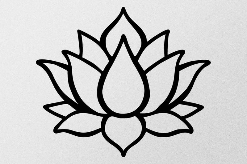 Lotus Flower 1 Väggdekor - Svart - Plåtskyltar