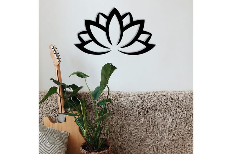 Lotus Flower 2 Väggdekor - Svart - Plåtskyltar
