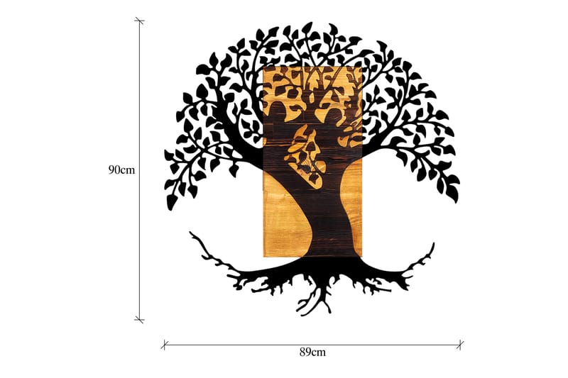 Monument Tree Väggdekor - Svart/Valnöt - Plåtskyltar