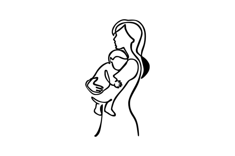 Mother And Baby Väggdekor - Svart - Plåtskyltar