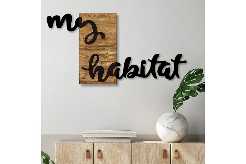 My Habitat Väggdekor - Svart/Valnöt - Plåtskyltar