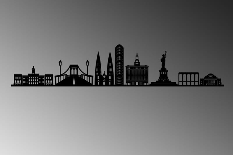 New York Skyline Väggdekor - Svart - Plåtskyltar