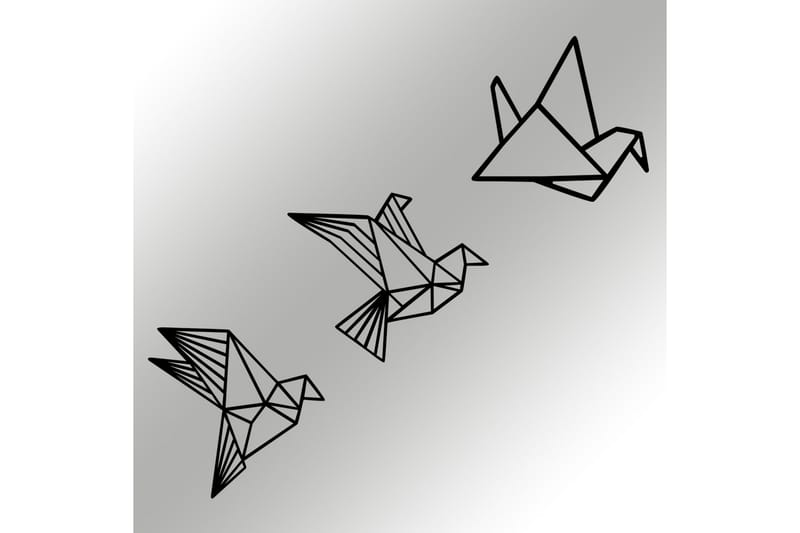 Origami Väggdekor - Svart - Plåtskyltar