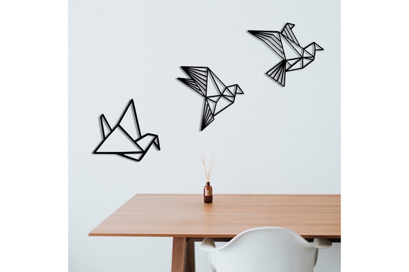 Origami Väggdekor - Svart - Plåtskyltar