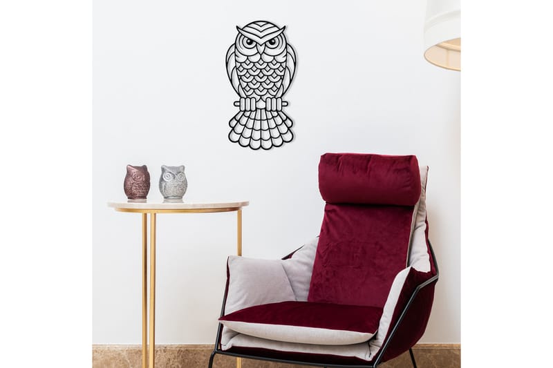 Owl 2 Metal Decor Väggdekor - Svart - Plåtskyltar