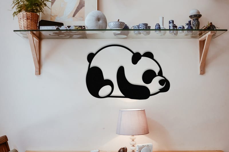 Panda Väggdekor - Svart - Plåtskyltar