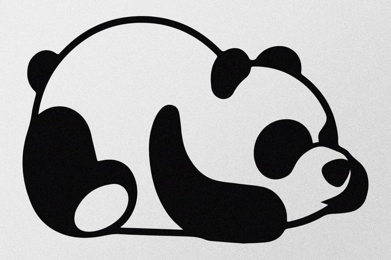 Panda Väggdekor - Svart - Plåtskyltar