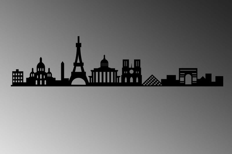 Paris Skyline Väggdekor - Svart - Plåtskyltar