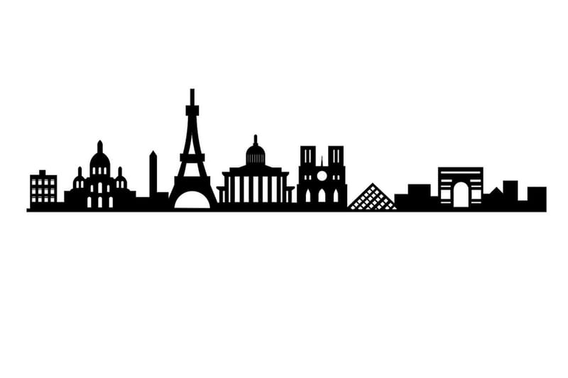 Paris Skyline Väggdekor - Svart - Plåtskyltar