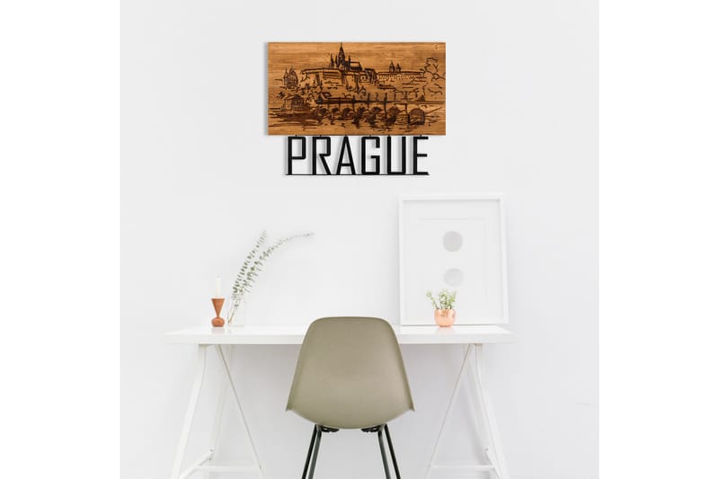 Prague Väggdekor - Svart/Valnöt - Plåtskyltar