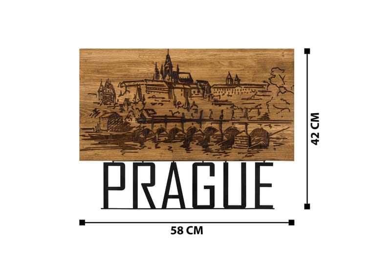 Prague Väggdekor - Svart/Valnöt - Plåtskyltar
