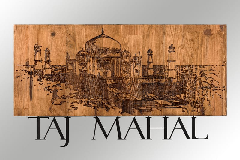 Taj Mahal Väggdekor - Svart/Valnöt - Plåtskyltar