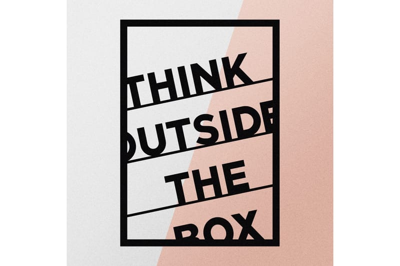 Think Outside The Box 50 cm Väggdekor - Svart - Plåtskyltar