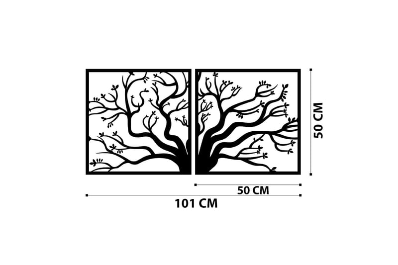 Tree Metal Decor Väggdekor - Svart - Plåtskyltar