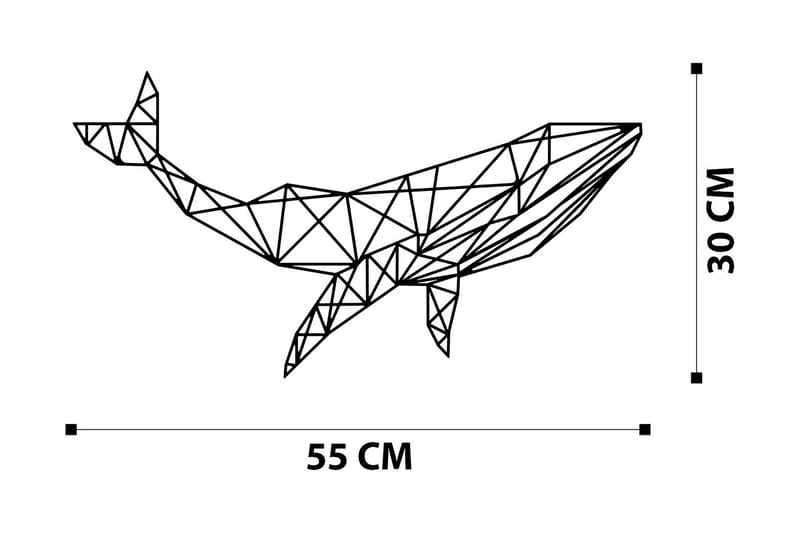 Whale 1 Väggdekor - Svart - Plåtskyltar