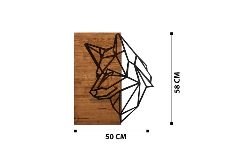 Wolf Väggdekor - Svart/Valnöt - Plåtskyltar