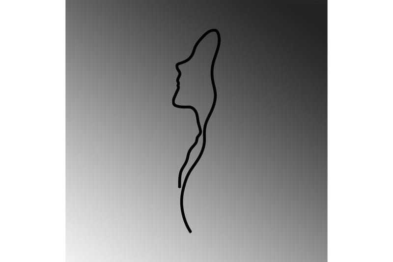 Woman Face Profile Väggdekor - Svart - Plåtskyltar