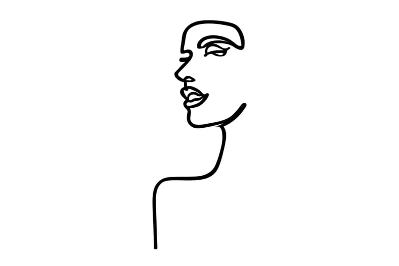 Woman Profile Väggdekor - Svart - Plåtskyltar